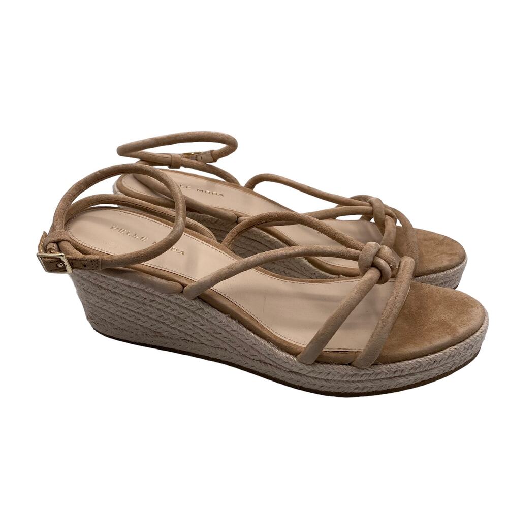 New Pelle Moda Kylle Latte Women's Open Toe Strappy Espadrille Wedge Sandal 10M - Picture 2 of 7